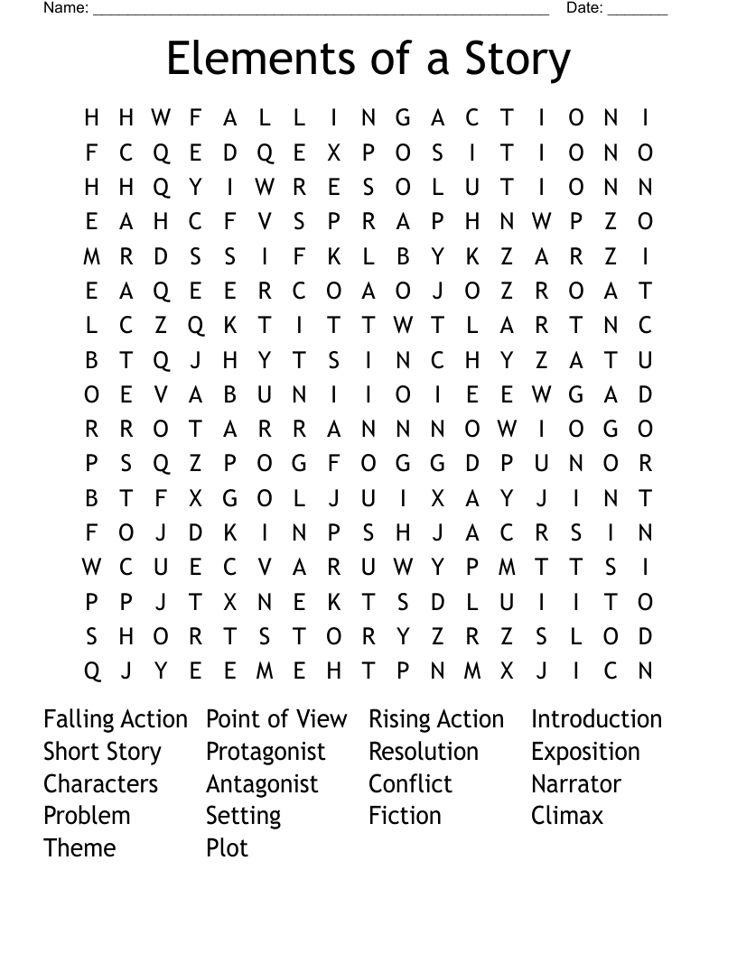 Elements of a Story Word Search