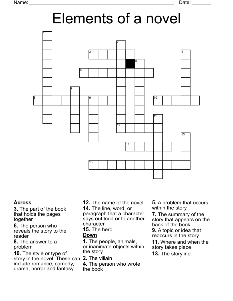 Elements of a novel Crossword
