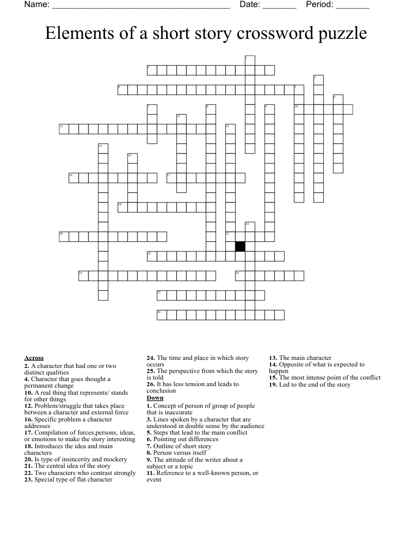 Elements of a short story crossword puzzle 