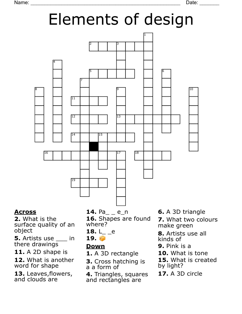 Elements of design  Crossword