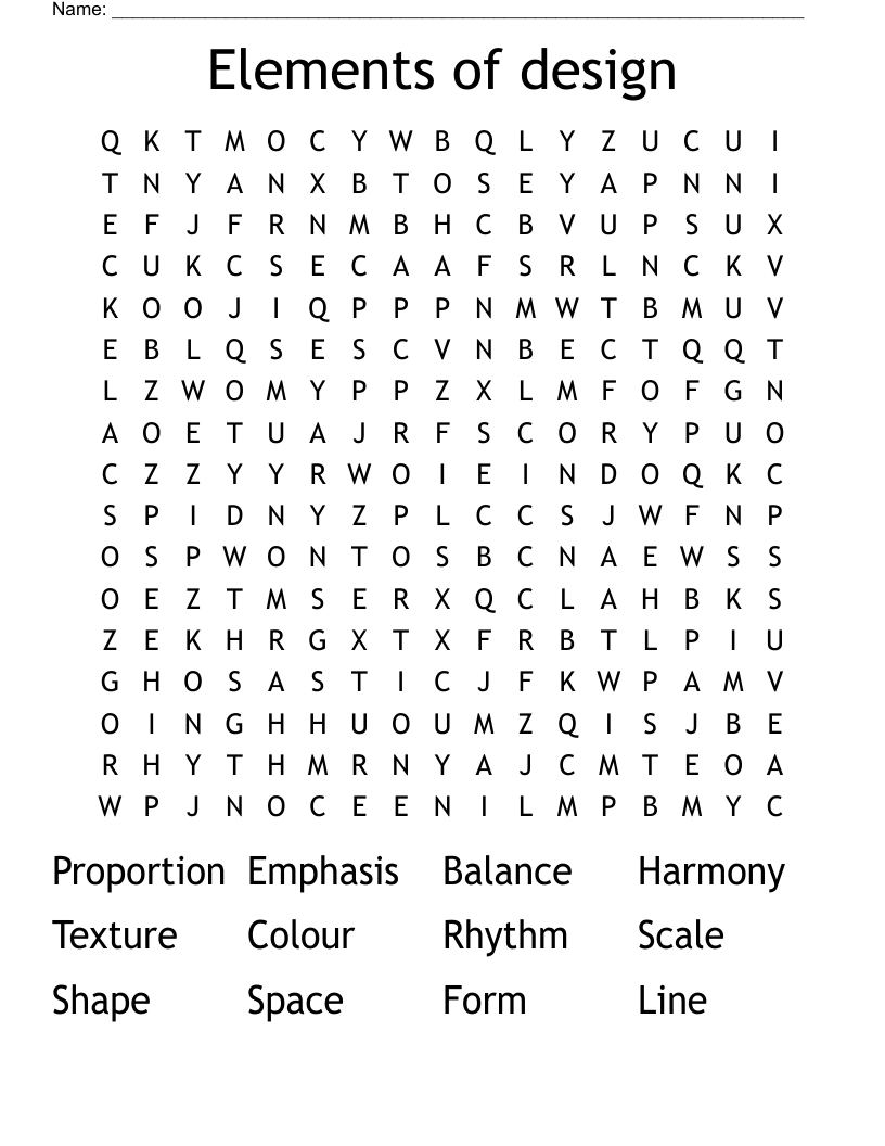 Elements of design  Word Search