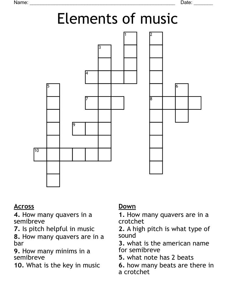 Elements of music Crossword