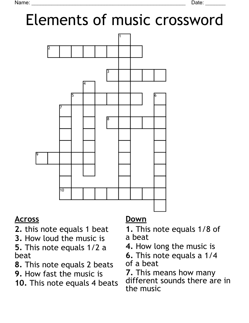 Elements of music crossword