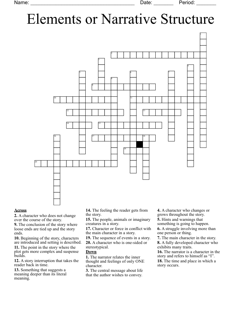 Elements or Narrative Structure  Crossword