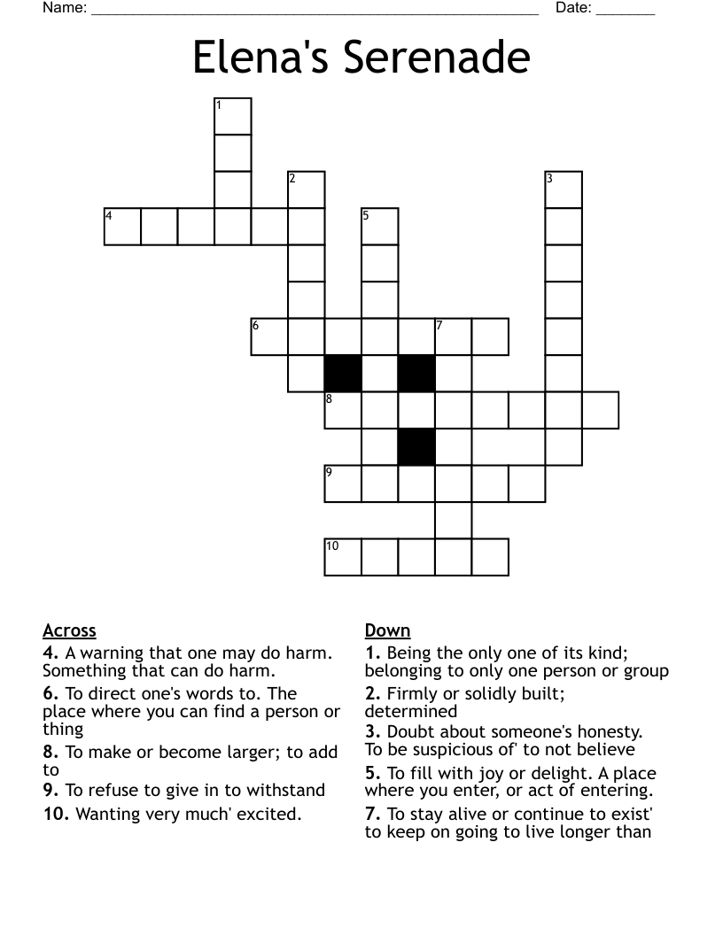 Elena's Serenade Crossword