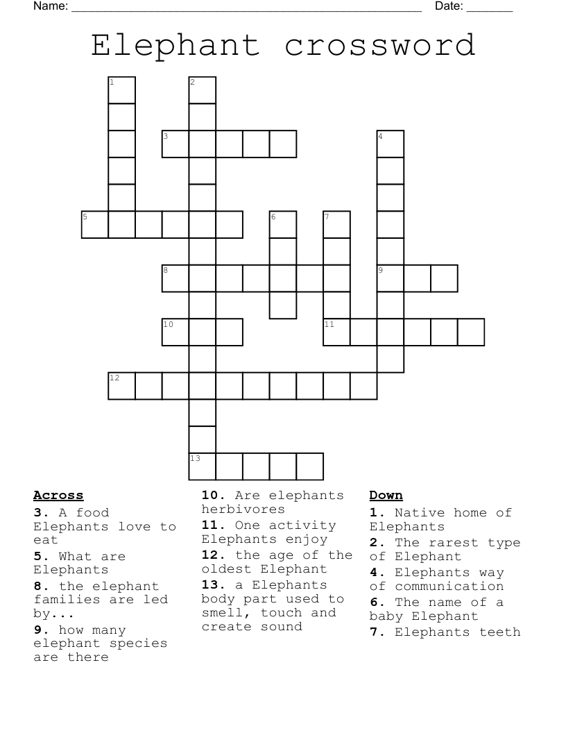 Elephant crossword