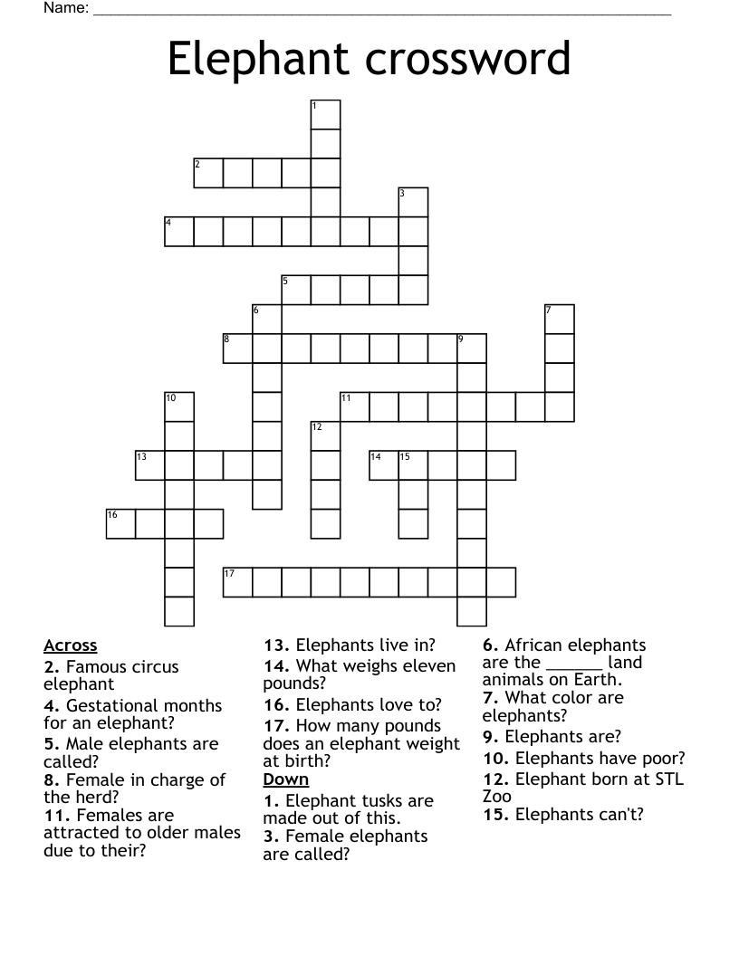 Elephant crossword 