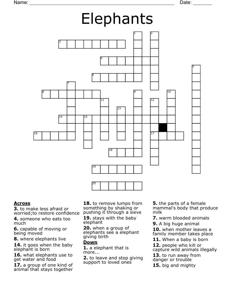 Elephants Crossword