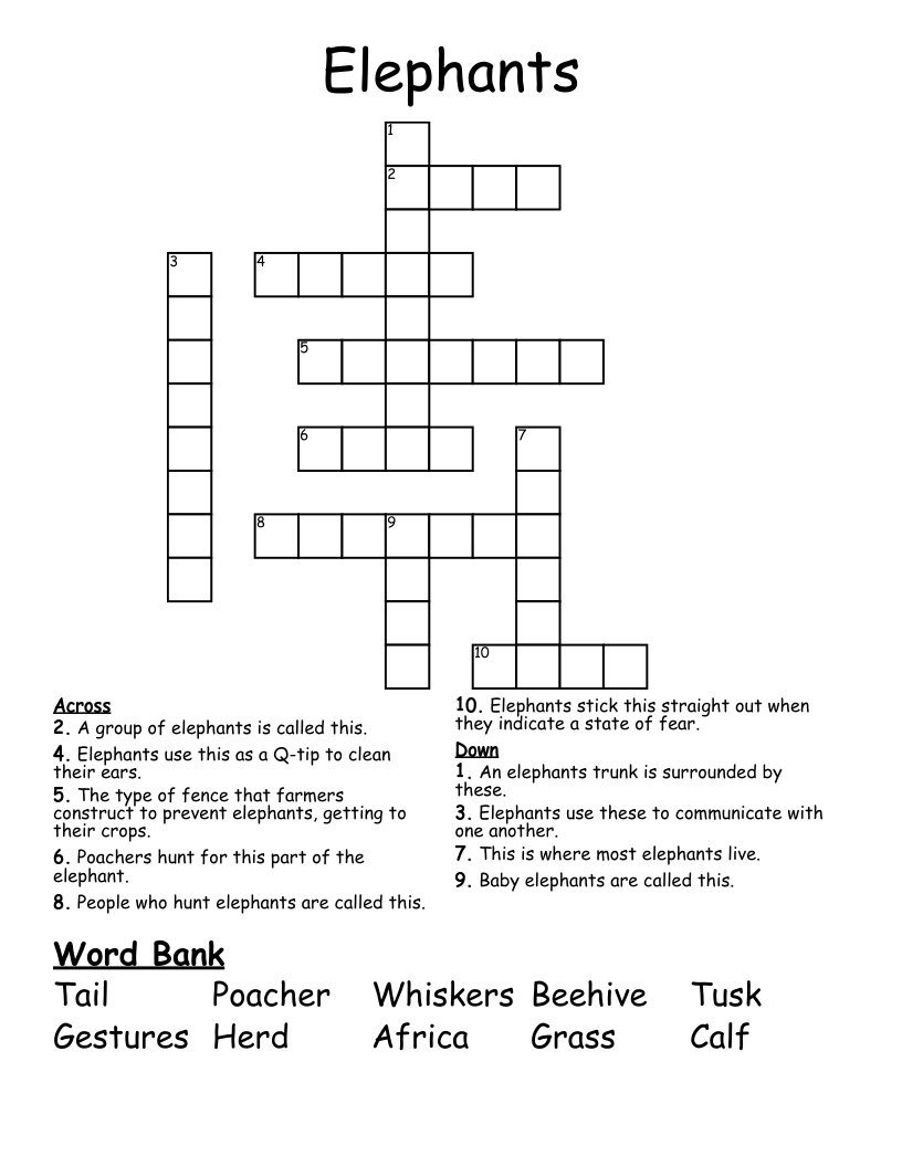 Elephants Crossword