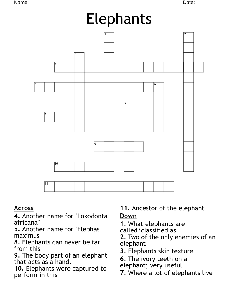 Elephants Crossword