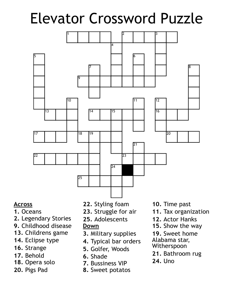 Elevator Crossword Puzzle