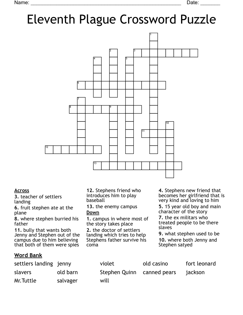 Eleventh Plague Crossword Puzzle 