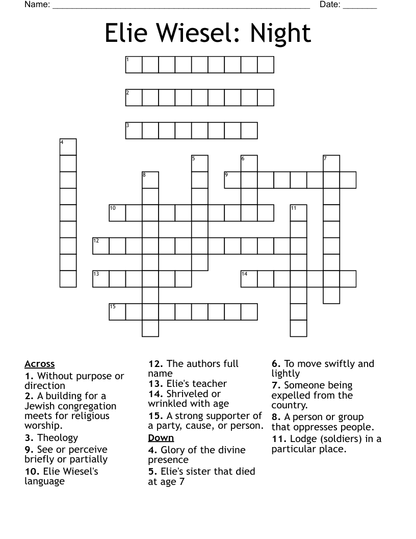 Elie Wiesel: Night Crossword