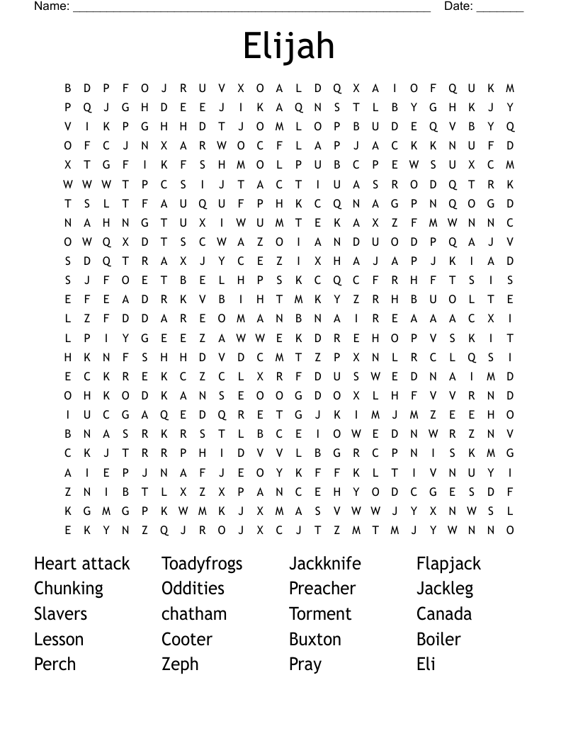 Elijah Word Search