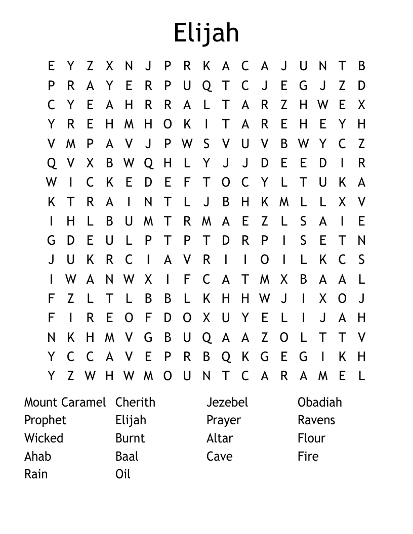 Elijah Word Search