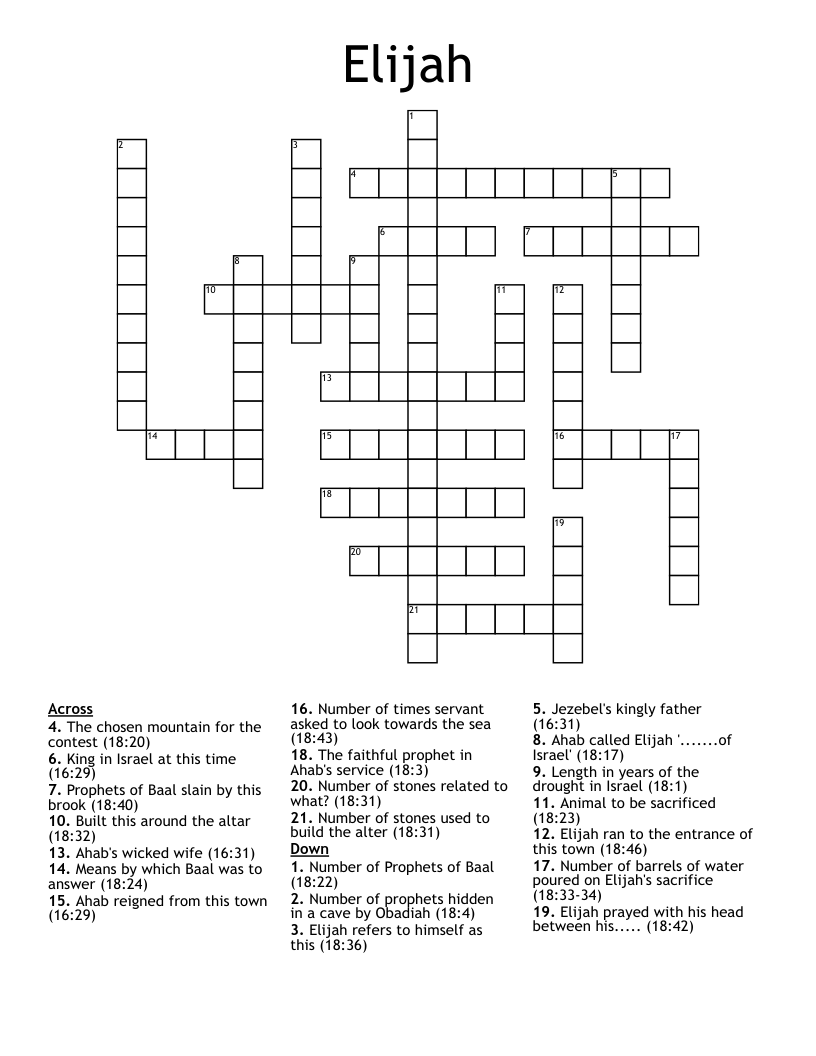 Elijah Crossword