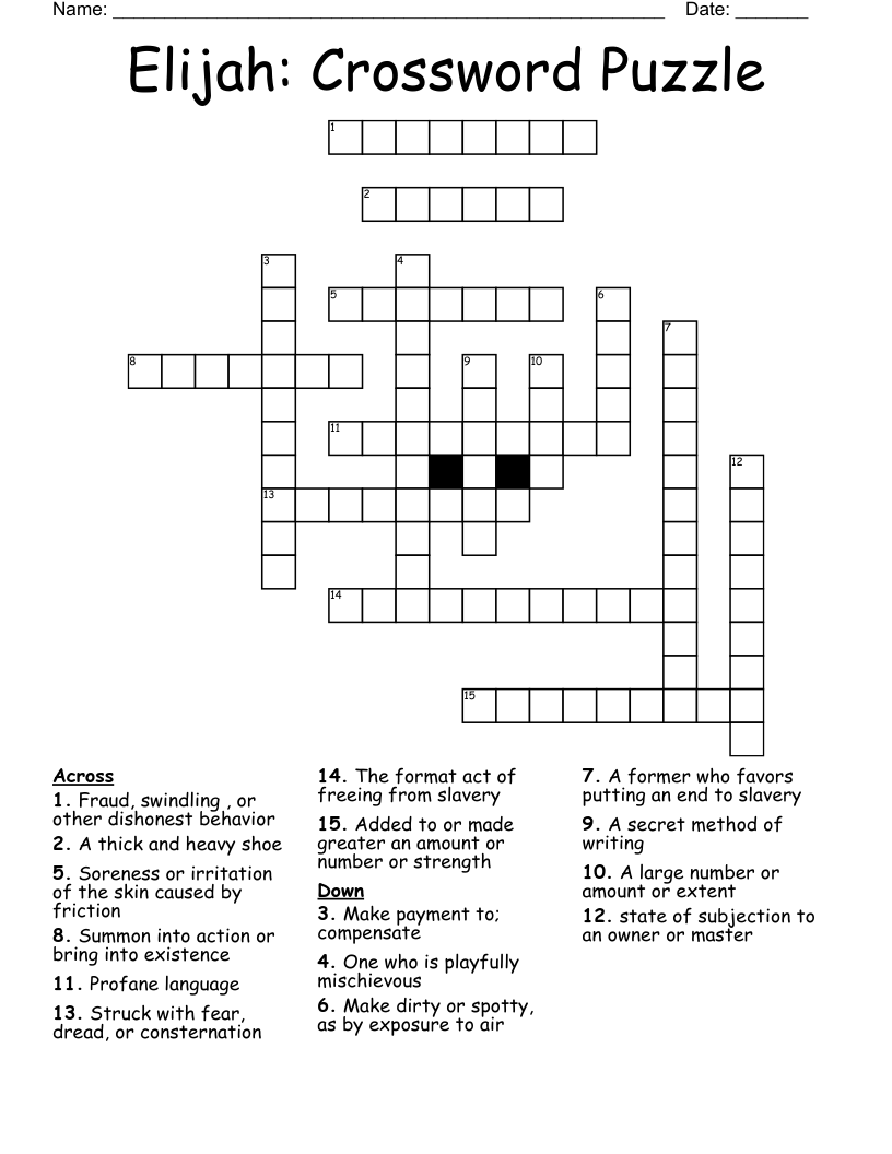 Elijah: Crossword Puzzle