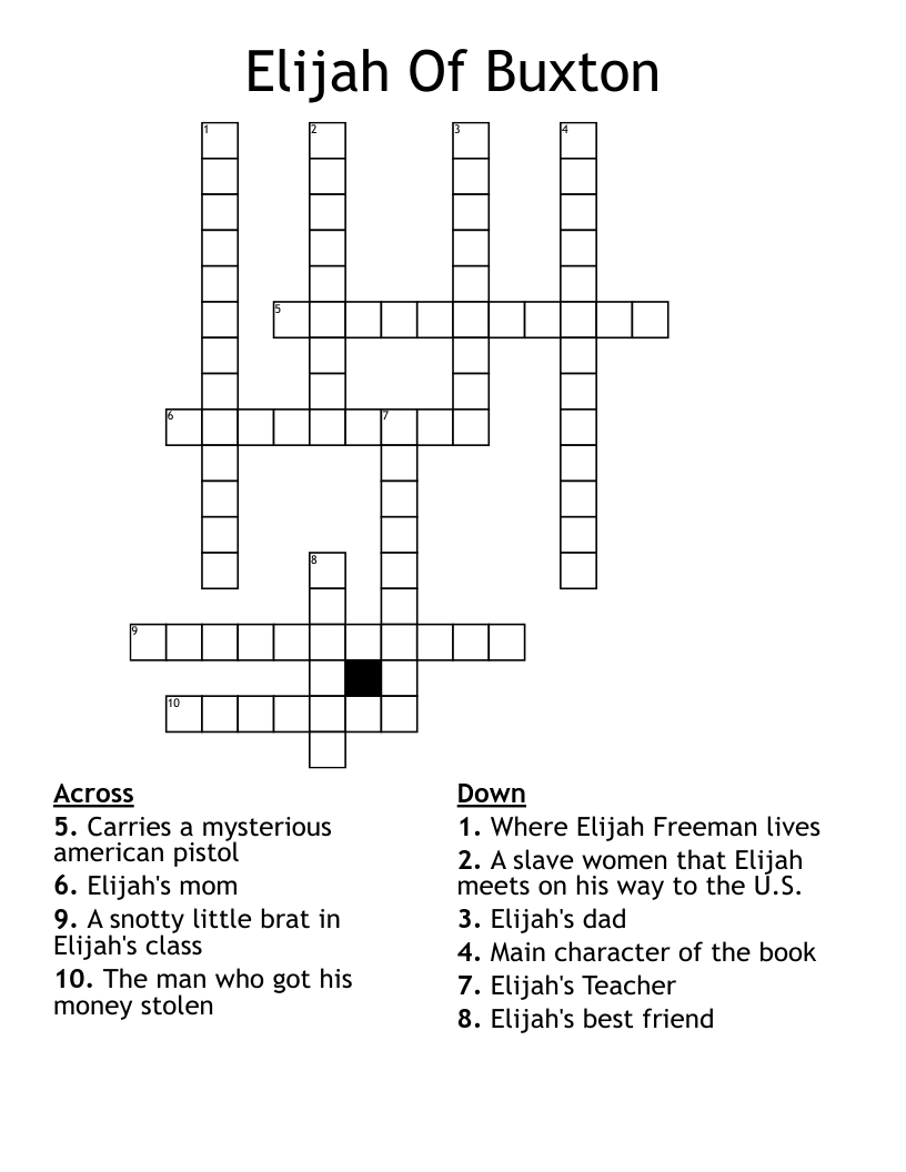 Elijah Of Buxton Crossword