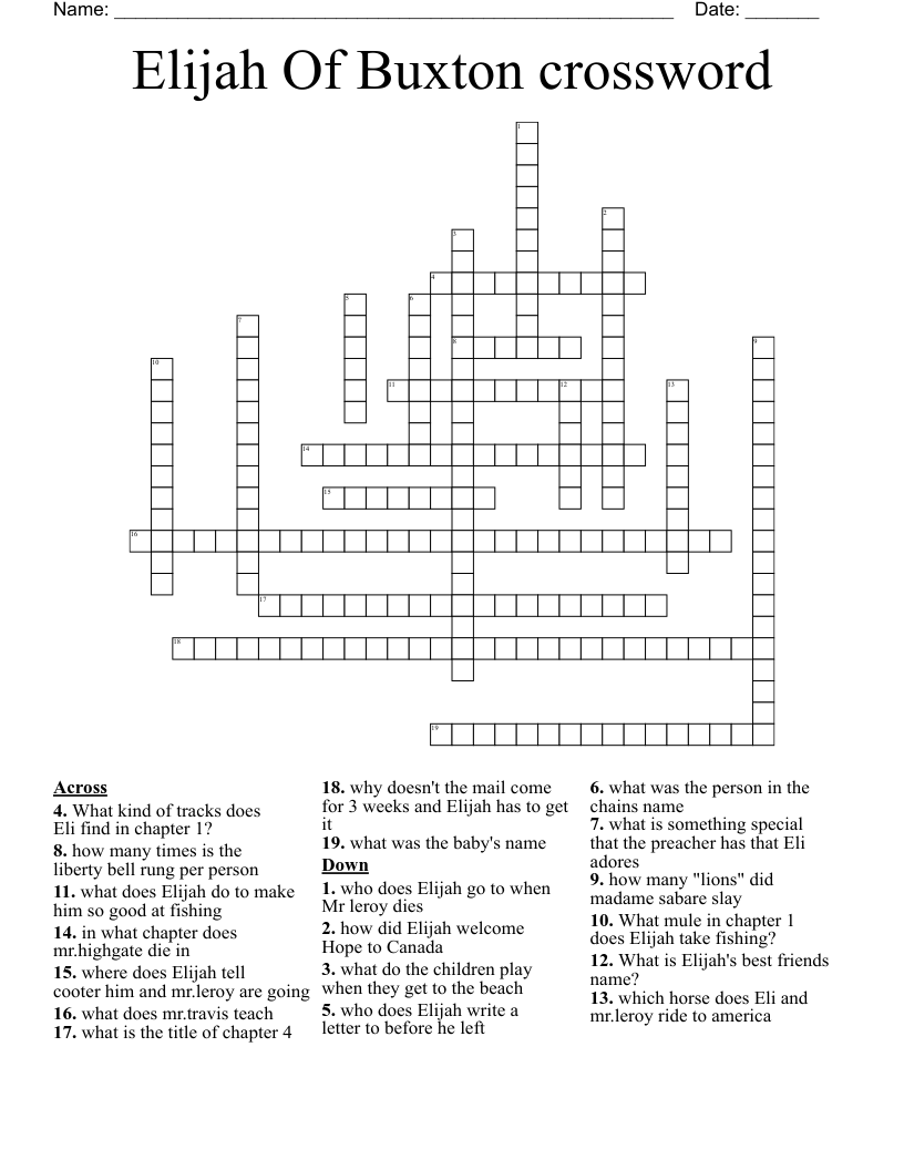 Elijah Of Buxton crossword