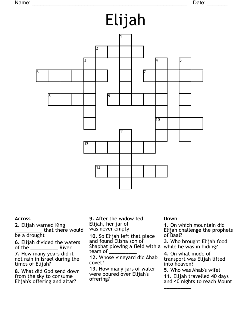 Elijah  Crossword