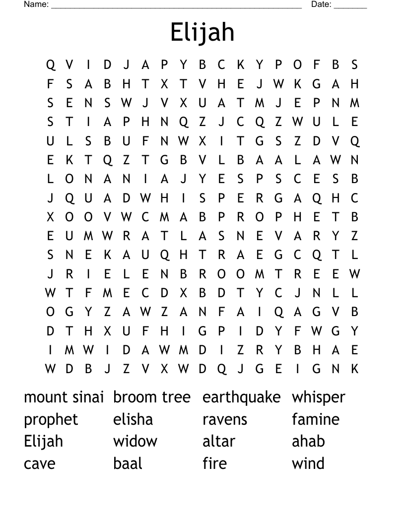 Elijah  Word Search