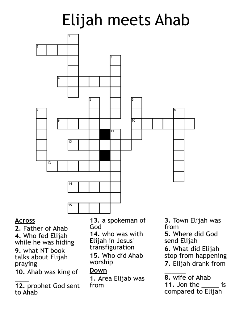Elijah meets Ahab Crossword