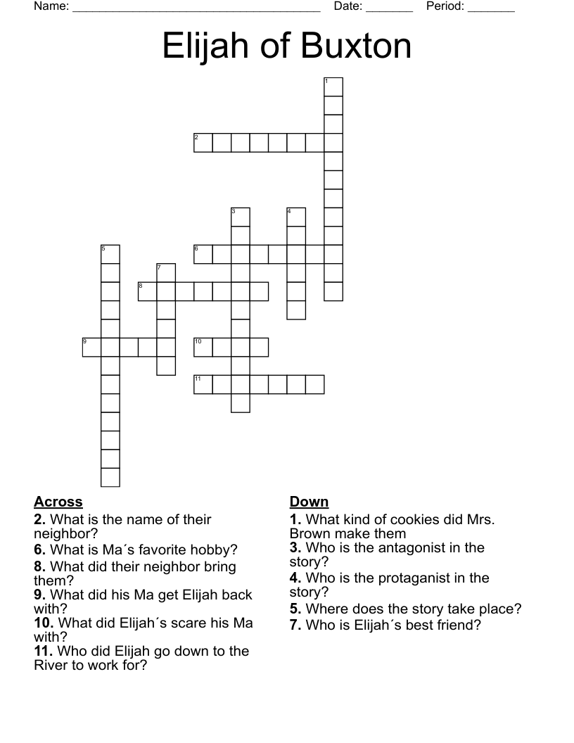 Elijah of Buxton Crossword