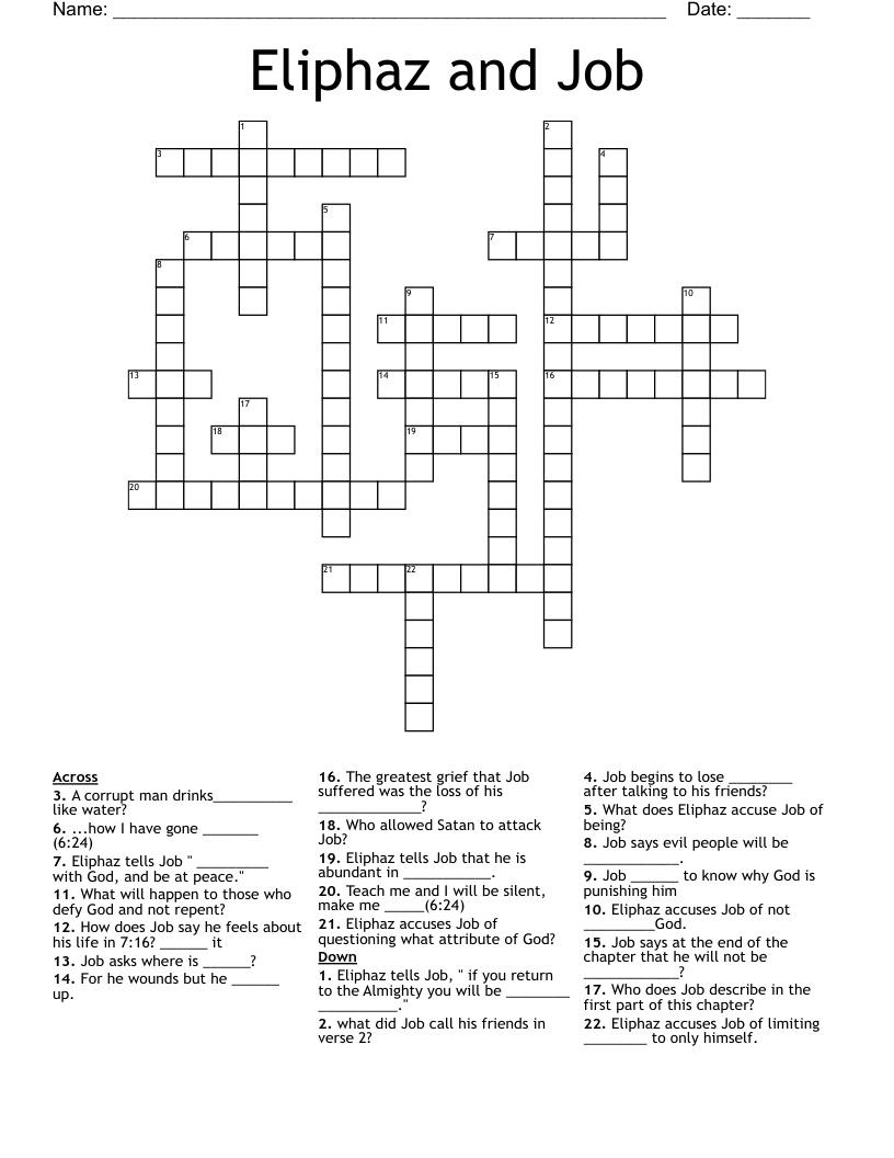 Eliphaz and Job Crossword