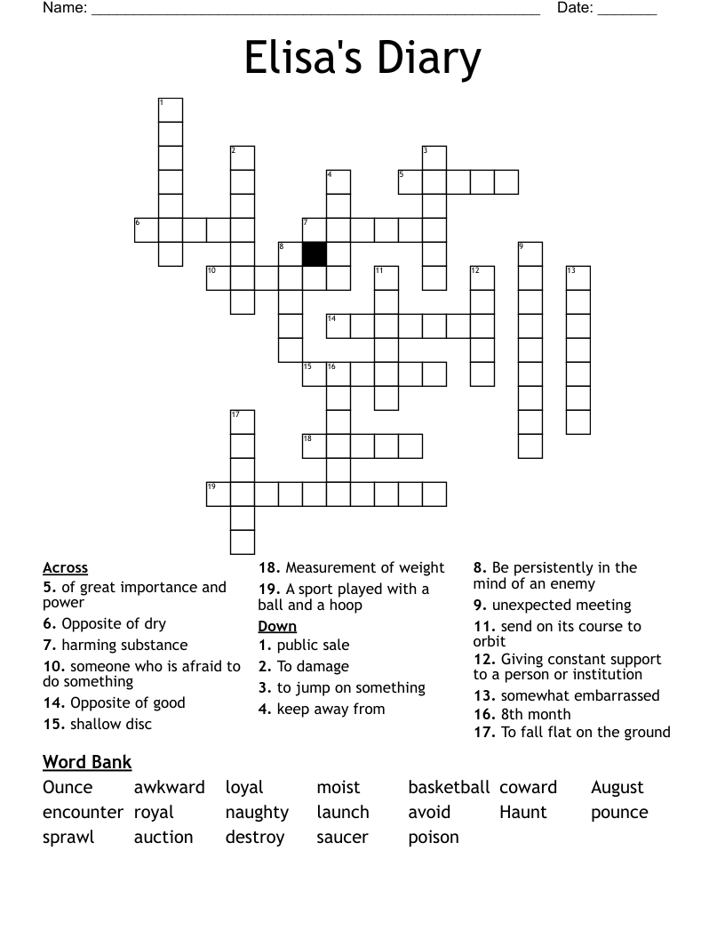 Elisa's Diary Crossword