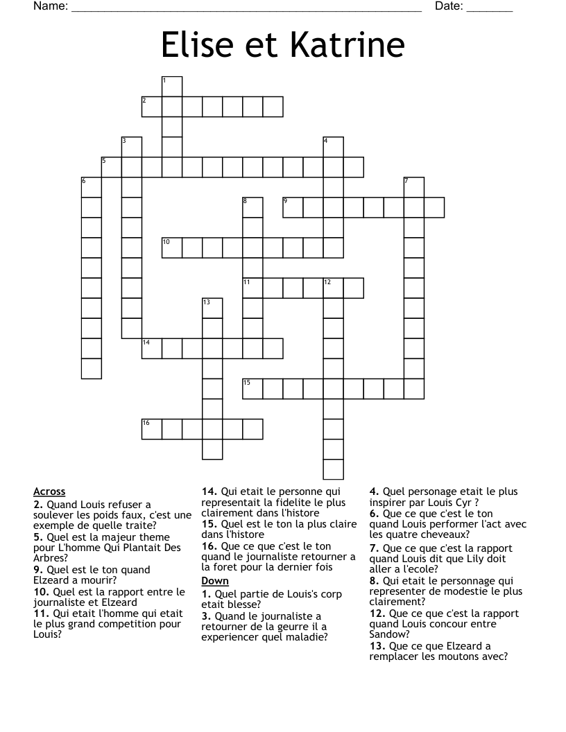 Elise et Katrine Crossword