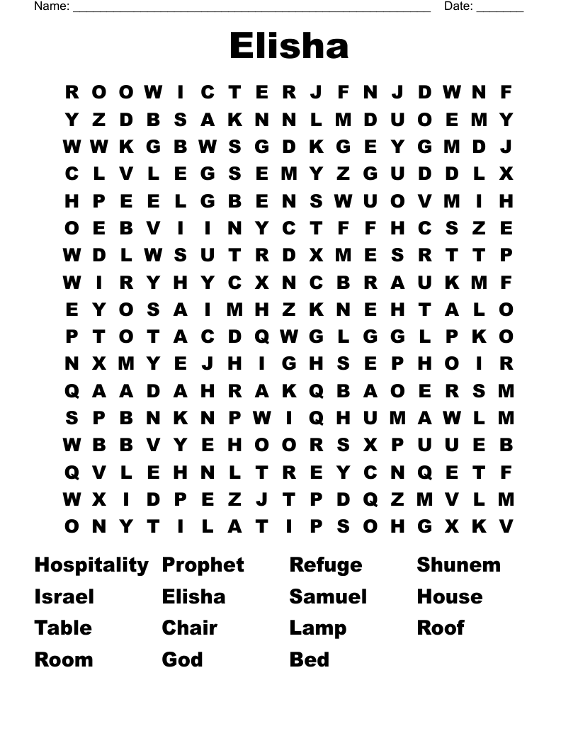 Elisha  Word Search