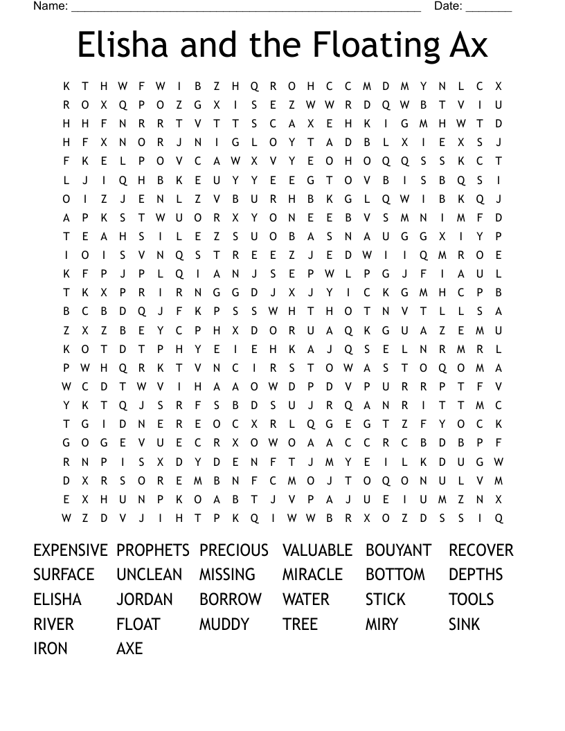 Elisha and the Floating Ax Word Search
