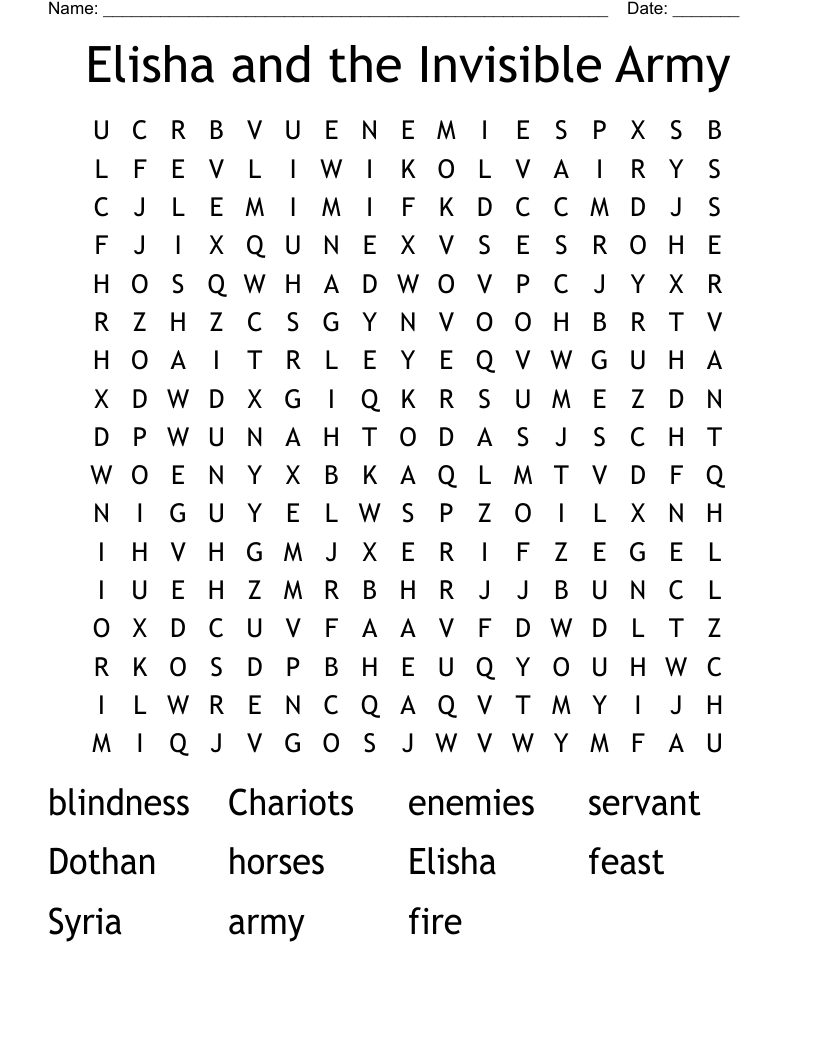 Elisha and the Invisible Army Word Search