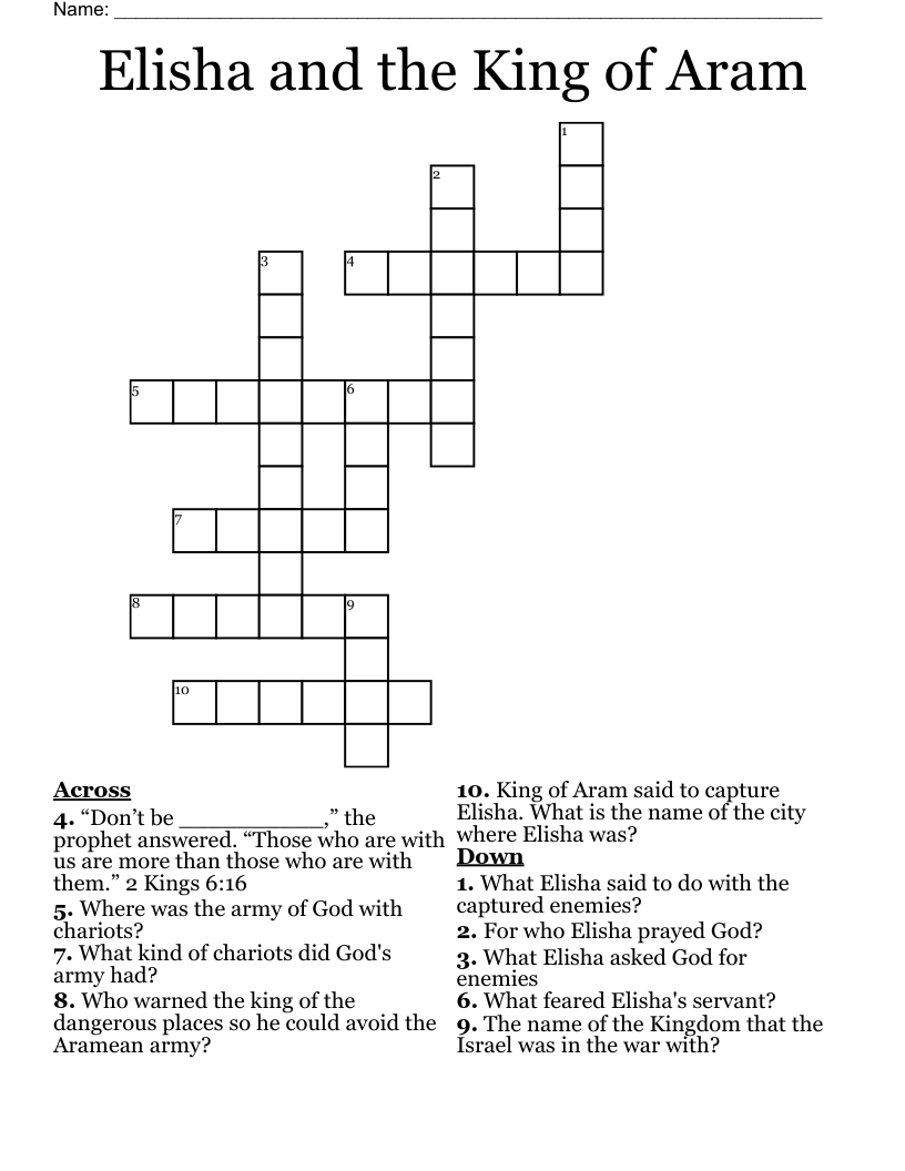 Elisha and the King of Aram Crossword