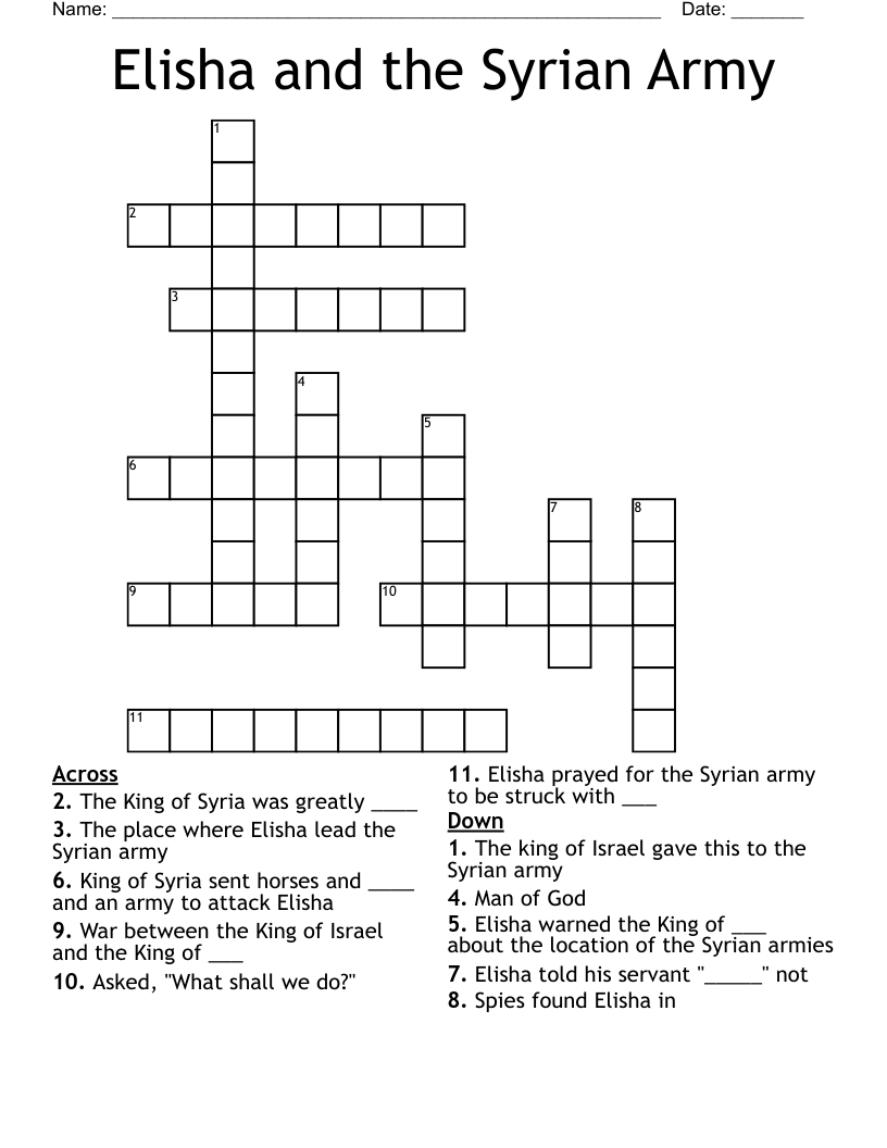 Elisha and the Syrian Army Crossword
