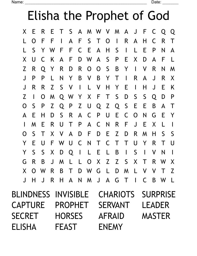 Elisha the Prophet of God Word Search