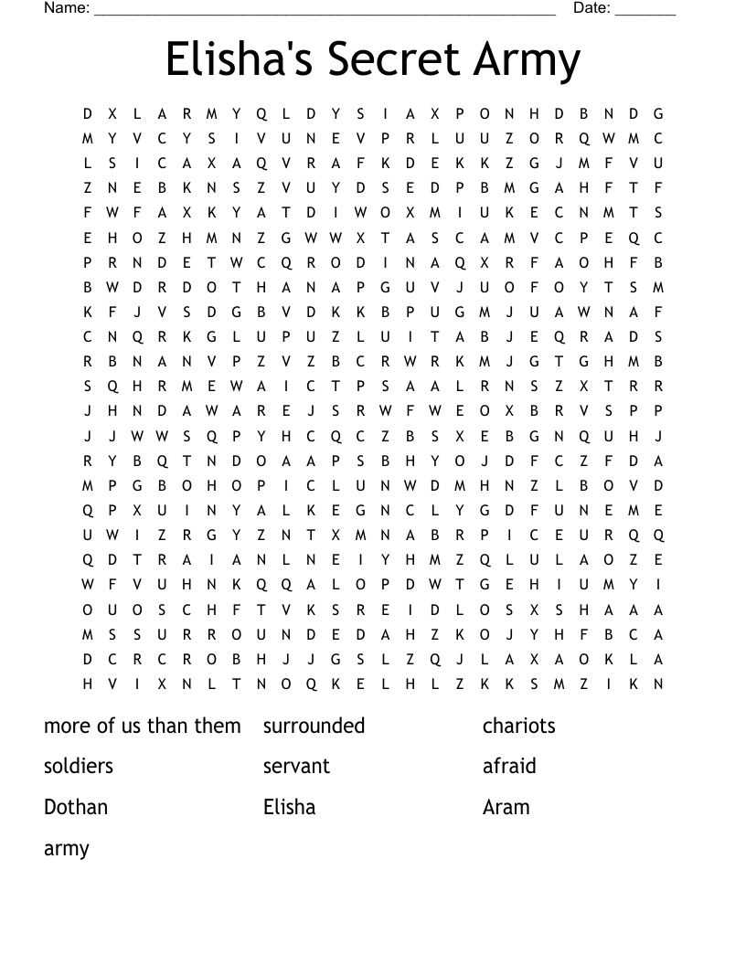 Elisha's Secret Army Word Search