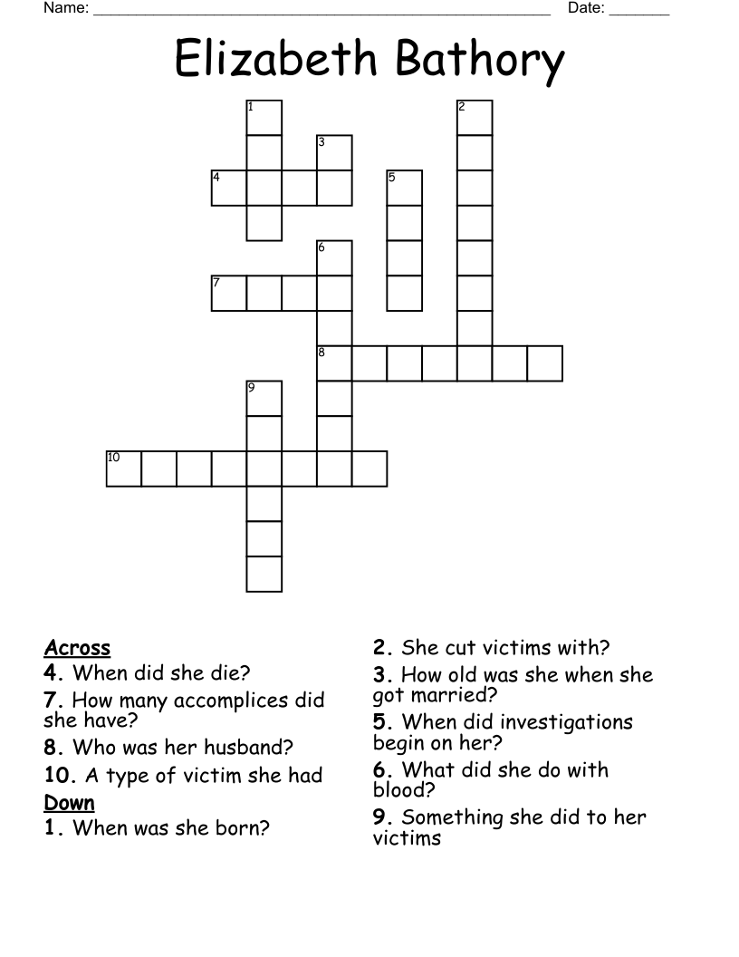 Elizabeth Bathory Crossword