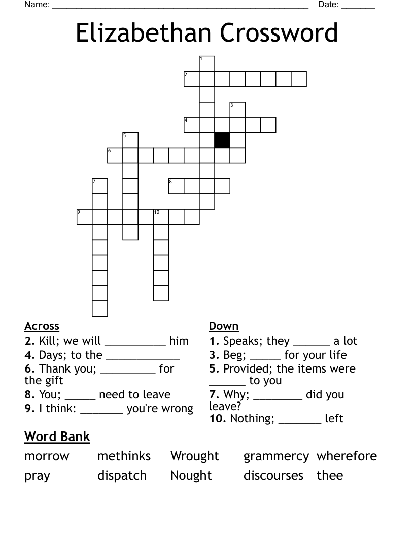 Elizabethan Crossword