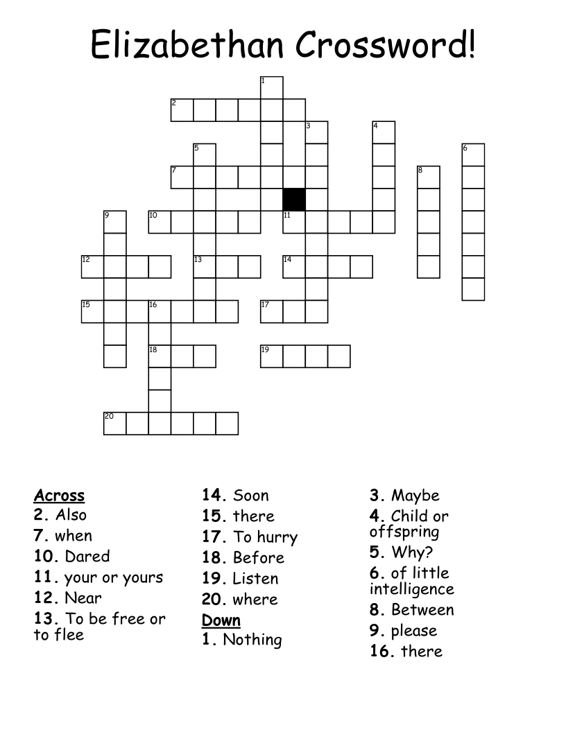 Elizabethan Crossword!