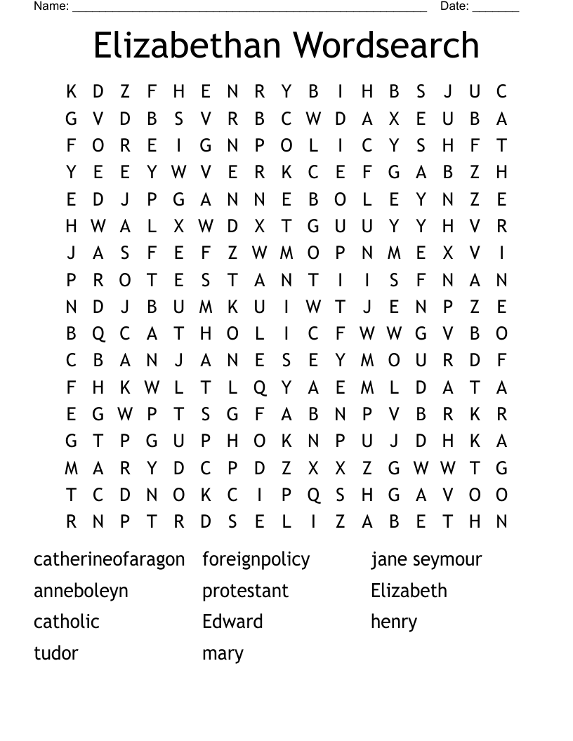 Elizabethan Wordsearch