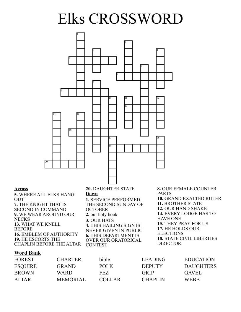 Elks CROSSWORD 