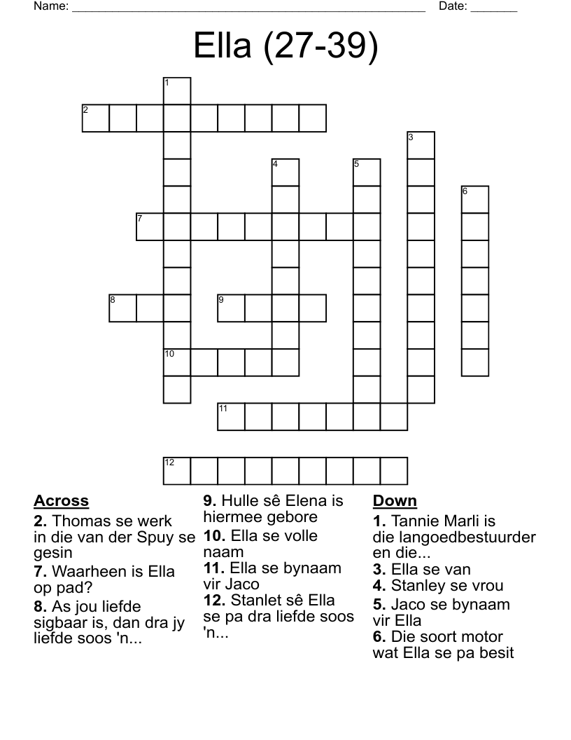 Ella (27-39) Crossword