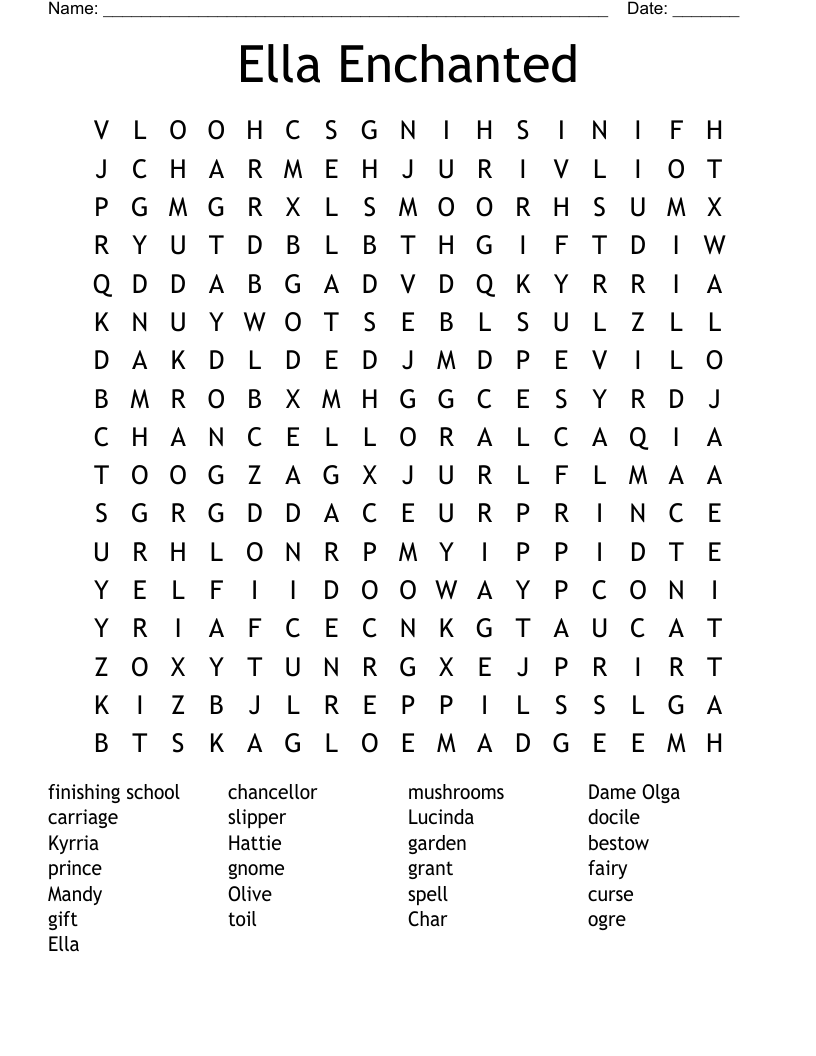 Ella Enchanted Word Search