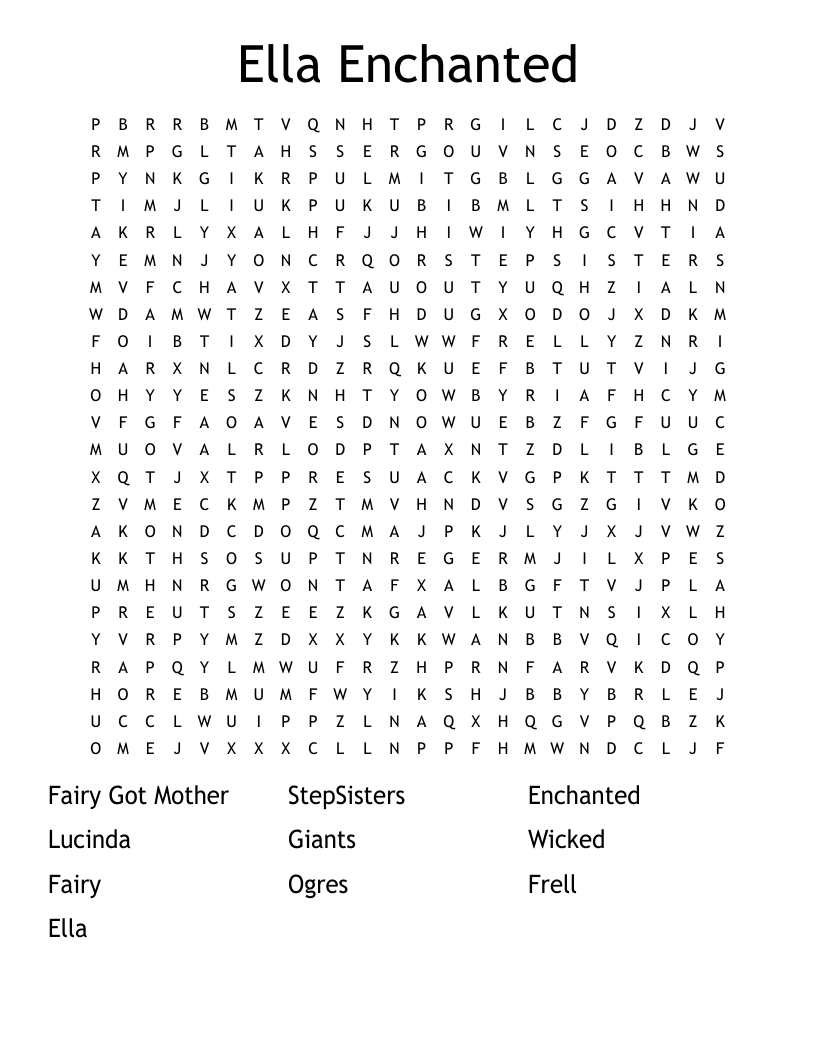 Ella Enchanted Word Search