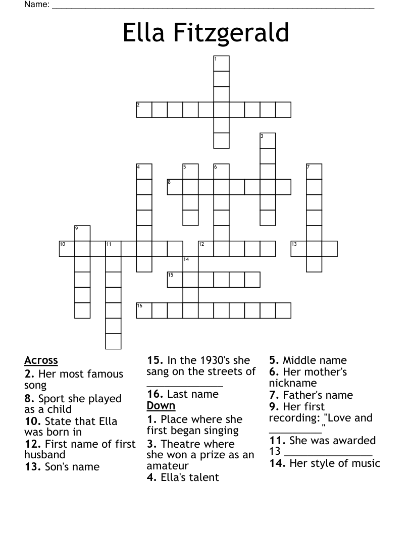 Ella Fitzgerald Crossword