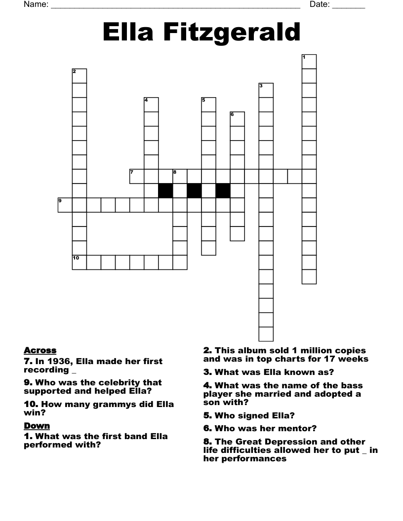 Ella Fitzgerald Crossword