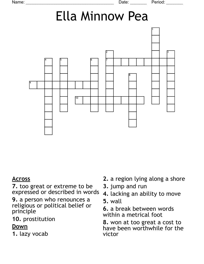 Ella Minnow Pea Crossword