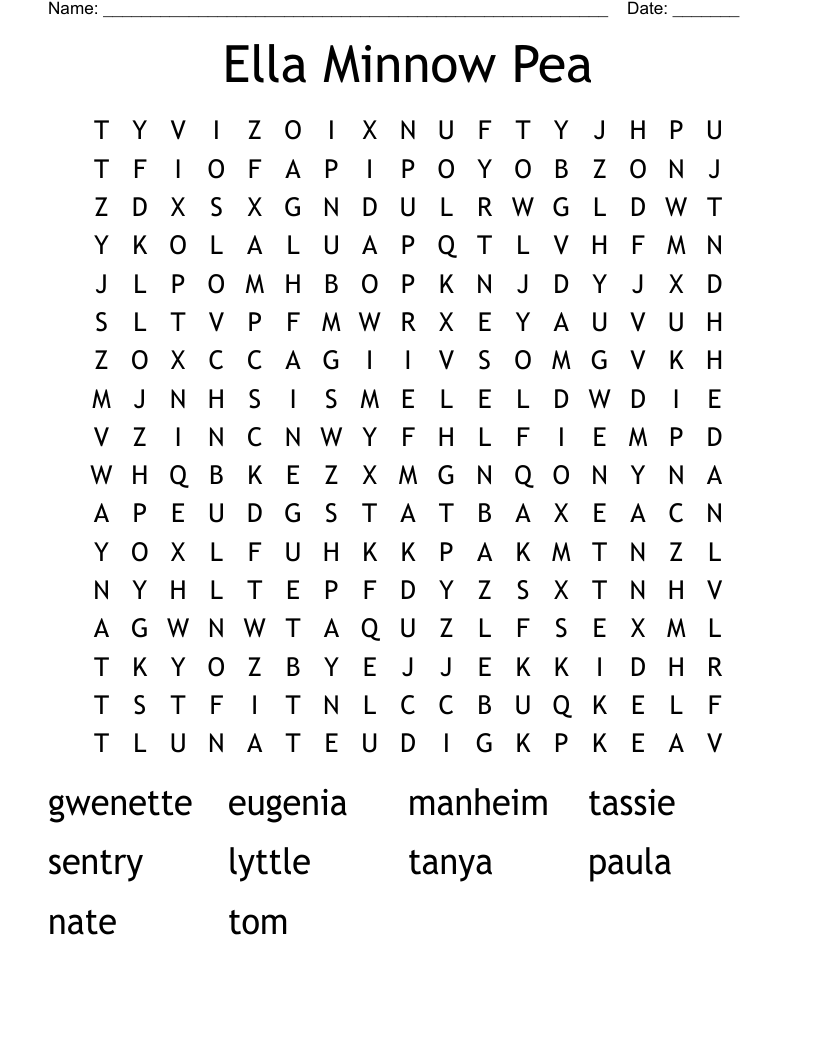 Ella Minnow Pea Word Search