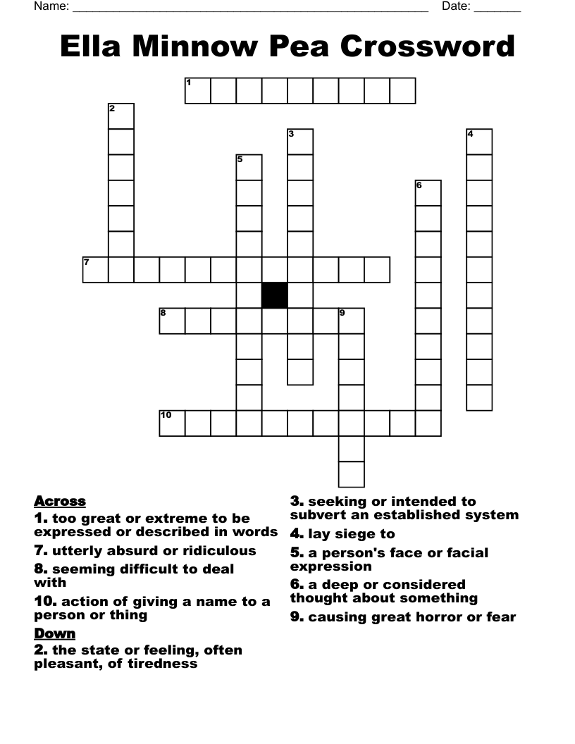 Ella Minnow Pea Crossword
